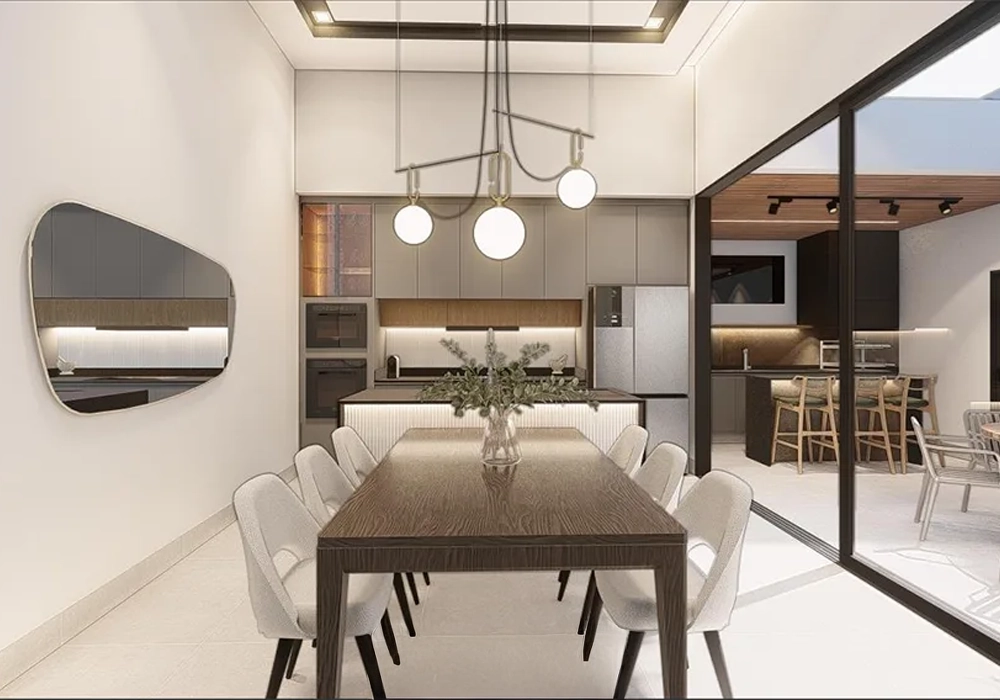 Referência de ambientes integrados e luz natural para um projeto residencial